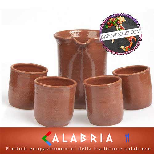 Caraffa in terracotta con 6 bicchieri